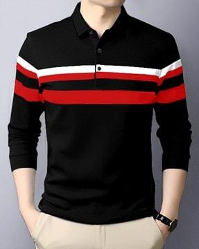 colourblock polo t-shirt with full sleeves