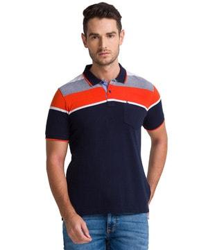 colourblock polo t-shirt with patch pocket