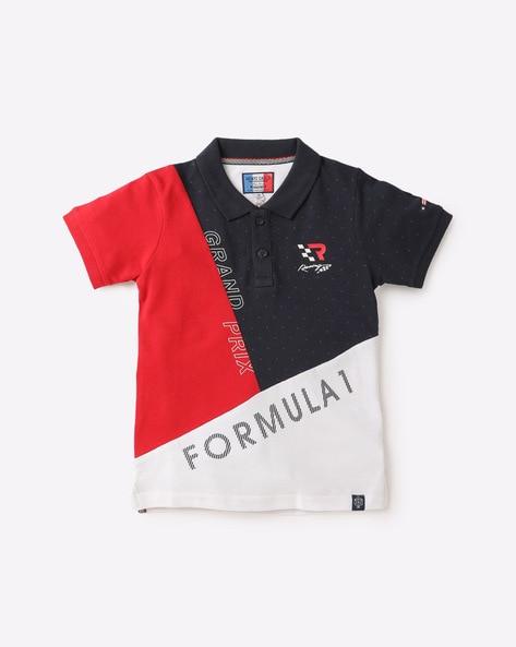 colourblock polo t-shirt with placement print