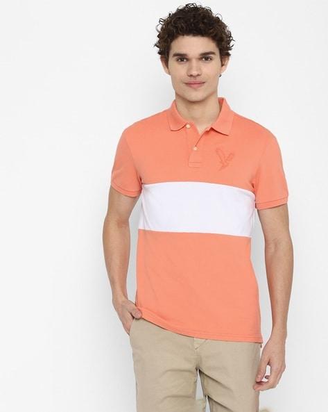 colourblock polo t-shirt with ribbed sleeves