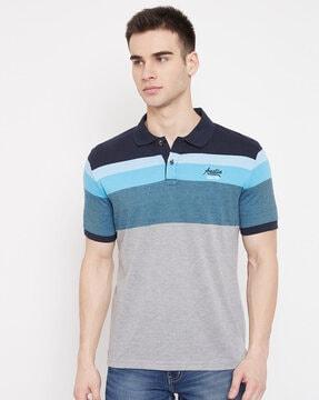 colourblock polo t-shirt with short sleeves