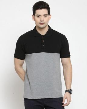 colourblock polo t-shirt with short sleeves