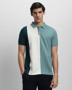 colourblock polo t-shirt with short sleeves