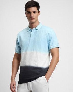 colourblock polo t-shirt with short sleeves