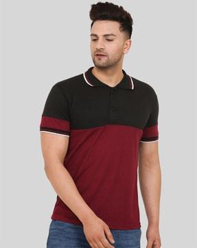 colourblock polo t-shirt with short sleeves