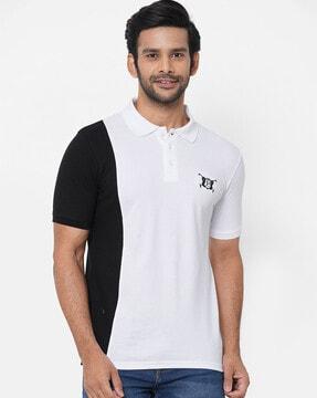 colourblock polo t-shirt with side vents