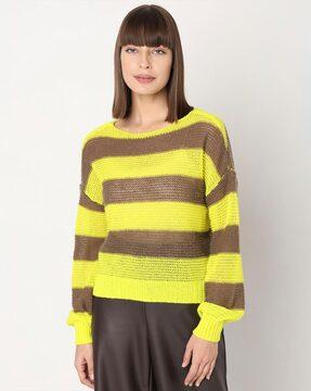 colourblock pullover with ribbed hem