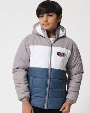 colourblock quilted jacket with slip pockets