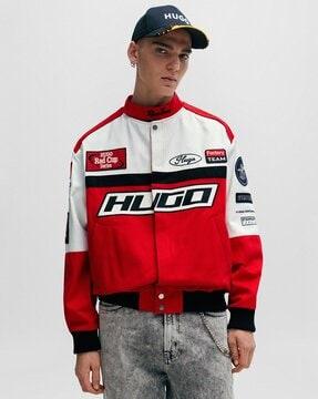 colourblock racing-inspired badges regular fit jacket