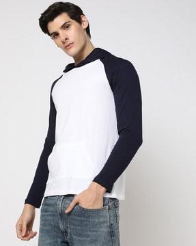 colourblock regular fit hooded t-shirt