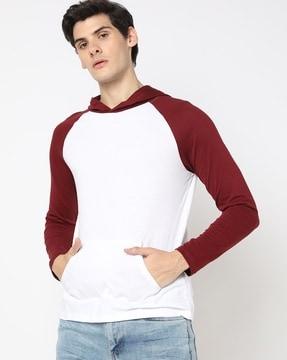 colourblock regular fit hooded t-shirt