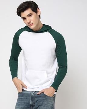 colourblock regular fit hooded t-shirt