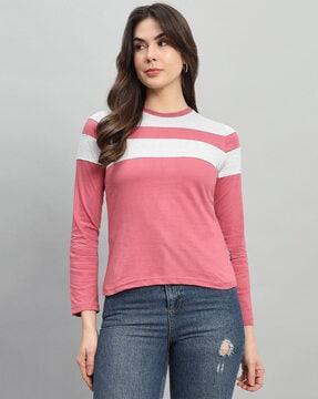 colourblock regular fit t-shirt with round neck