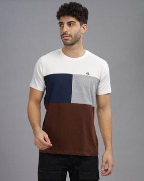 colourblock regular fit t-shirt with round neck