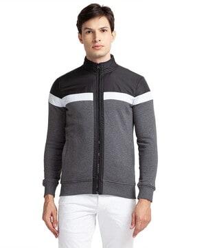 colourblock regular fit zip-up sweatshirt