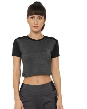 colourblock round-neck crop top