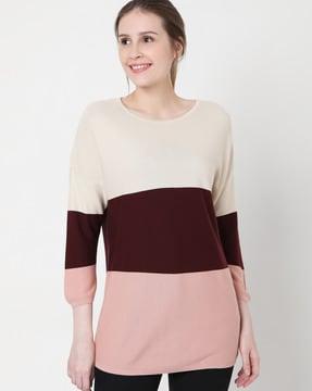 colourblock round-neck pullover