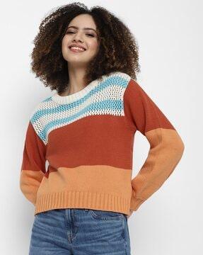 colourblock round-neck pullover