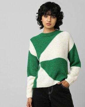 colourblock round-neck pullover