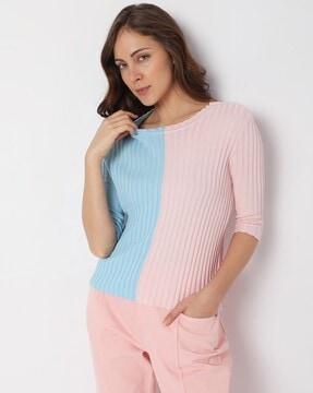 colourblock round-neck pullover