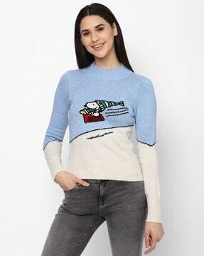 colourblock round-neck pullover