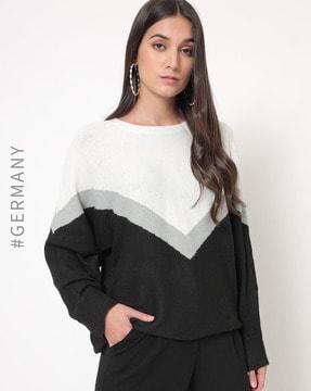 colourblock round-neck pullover