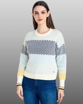 colourblock round-neck pullover