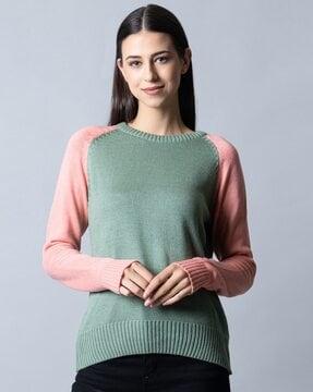 colourblock round-neck pullover