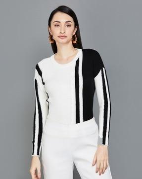 colourblock round-neck sweatshirt with ribbed hem