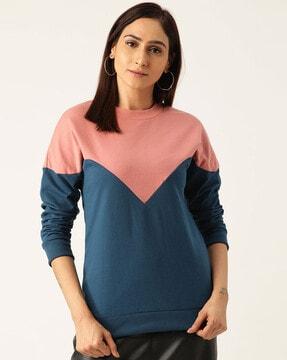 colourblock round neck sweatshirt