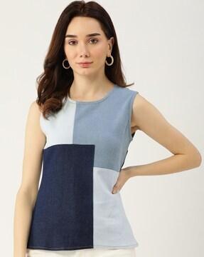 colourblock round-neck top