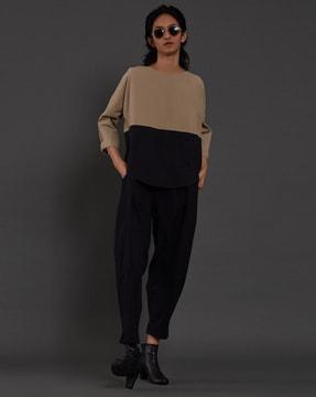 colourblock round-neck top