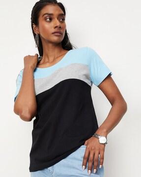 colourblock round-neck top