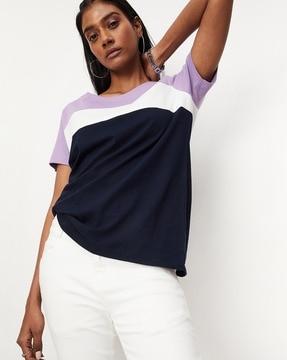 colourblock round-neck top