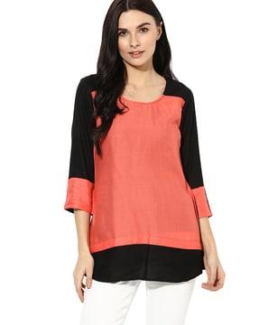 colourblock round-neck top