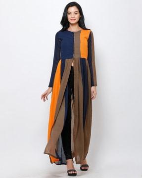 colourblock round-neck tunic