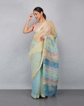 colourblock saree with embellished detail