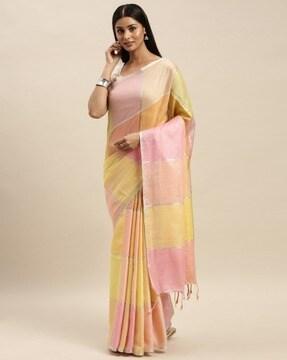 colourblock saree with tassels