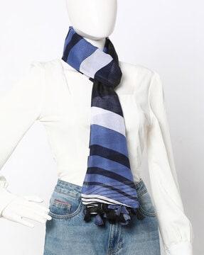 colourblock scarf with tassels