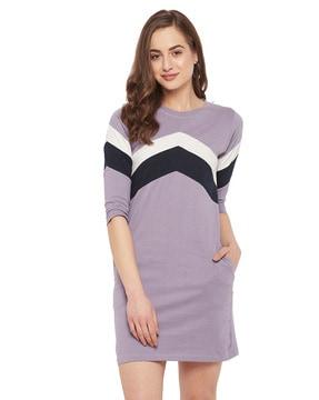 colourblock shift dress with insert pockets