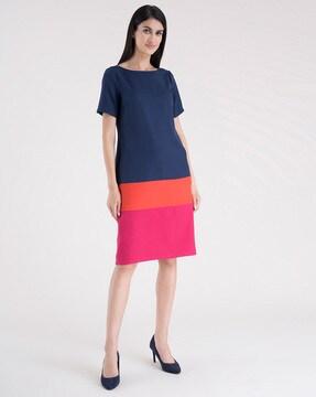 colourblock shift dress with insert pockets