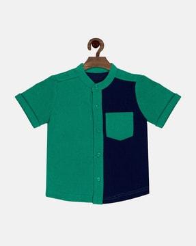 colourblock shirt with patch pocket