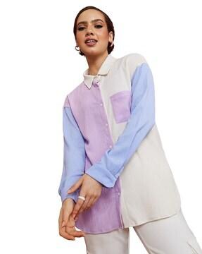 colourblock shirt with patch pocket