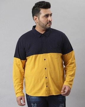 colourblock shirt with patch pocket