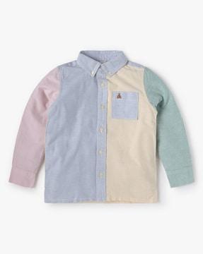 colourblock shirt with patch pocket