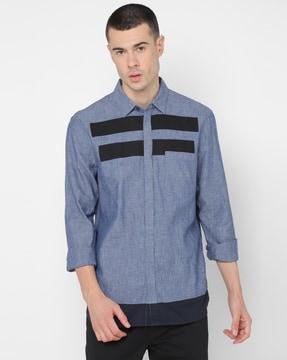 colourblock shirt with patch pocket