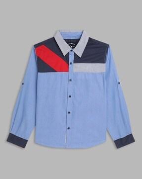 colourblock shirt with roll-up sleeves