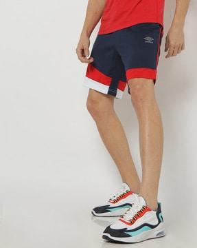 colourblock shorts with drawstring fastening