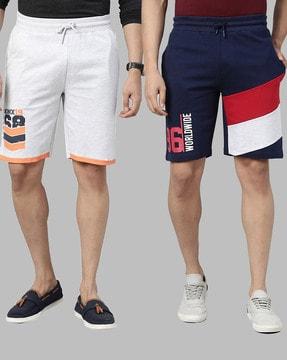 colourblock shorts with drawstring fastening