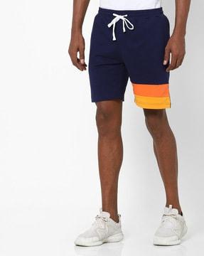 colourblock shorts with drawstring waistband